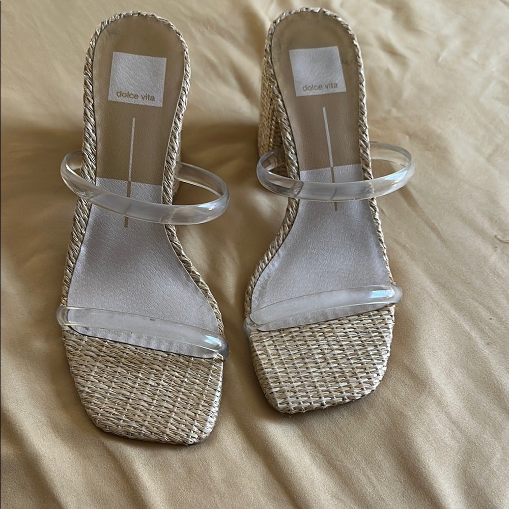 Dolce Vita Women's Clear Strap Woven Heels